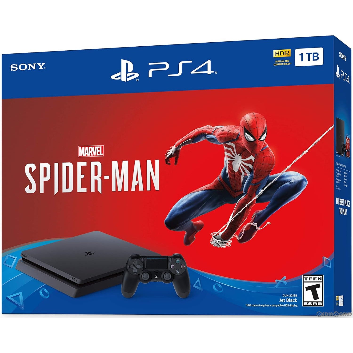 【中古即納】[本体][PS4]プレイステーション4 スリム 1TB PlayStation 4 Slim 1TB Marvel's  Spider-Man Bundle(マーベル スパイダーマン)(北米版)(CUH-2215B)(20181118)