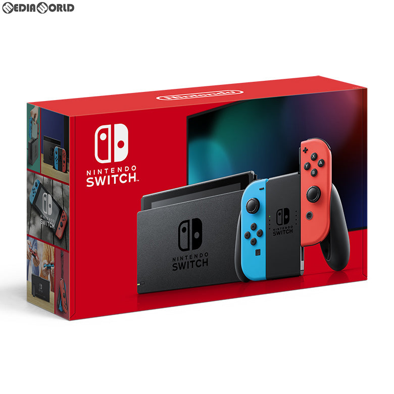 【中古即納】[未使用][本体][Switch]Nintendo Switch(ニンテンドースイッチ) Joy-Con(L) ネオンブルー/(R)  ネオンレッド(HAD-S-KABAA)(20190830)