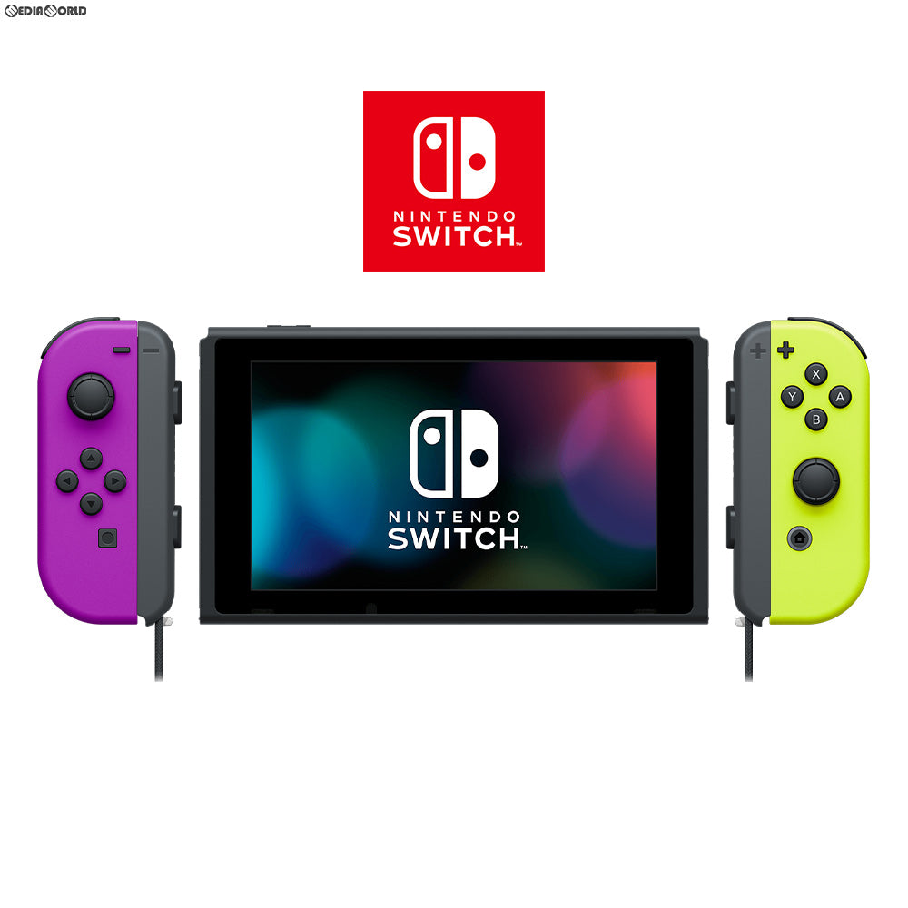 中古即納】[Switch](本体)(未使用)マイニンテンドーストア限定 Nintendo Switch(有機ELモデル) ニンテンドースイッチ  カスタマイズ Joy-Con(L) ネオンパープル/R ネオンイエロー Joy-Conストラップ ブラック(HEG-S-KAYAA)