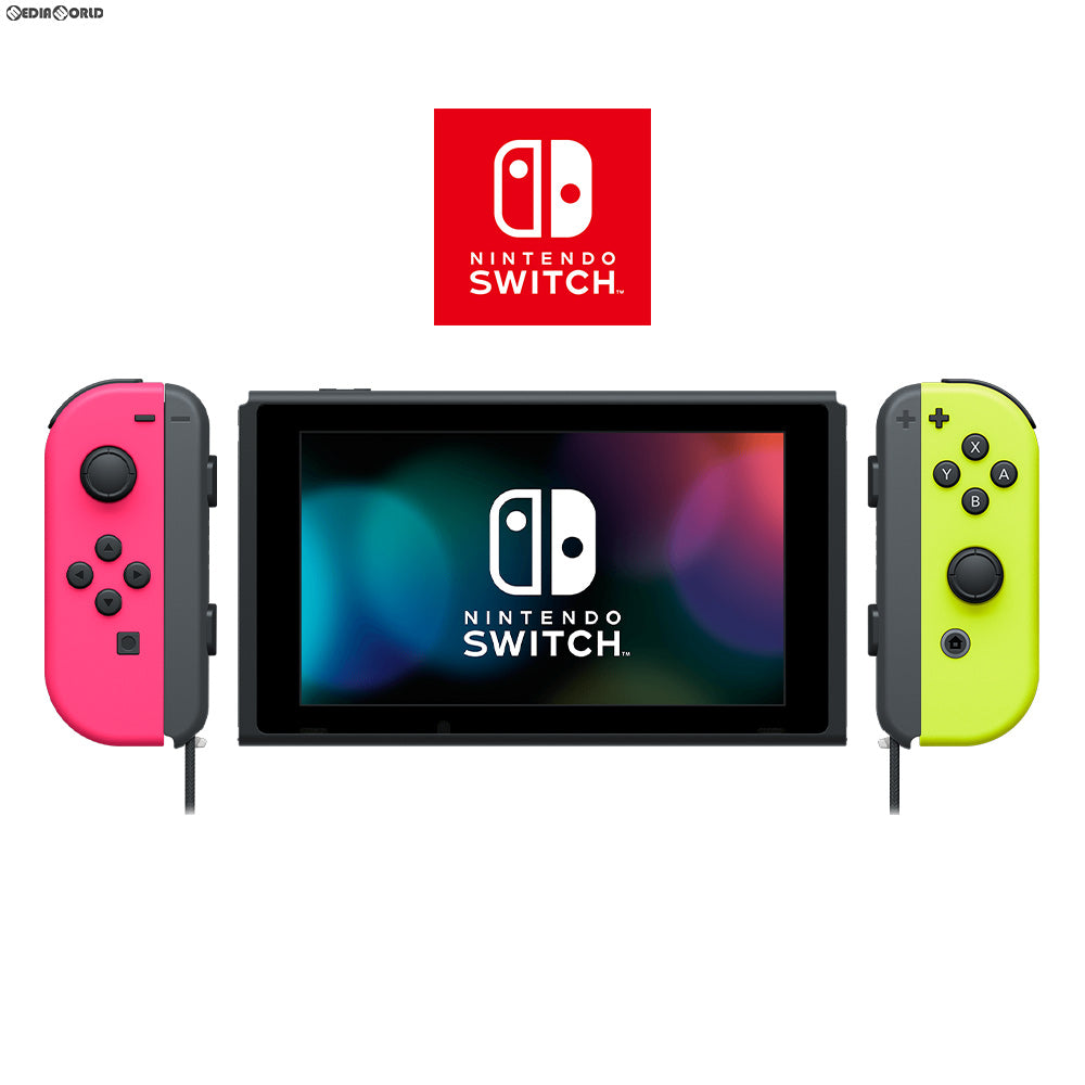 中古即納】[Switch](本体)マイニンテンドーストア限定 Nintendo Switch(有機ELモデル)(ニンテンドースイッチ) カスタマイズ  Joy-Con(L) ネオンピンク/® ネオンイエロー Joy-Conストラップ ブラック(HEG-S-KAYAA)