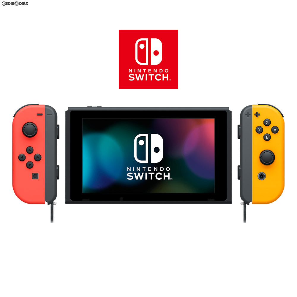 中古即納】[Switch](本体)マイニンテンドーストア限定 (新型)Nintendo Switch(ニンテンドースイッチ) カスタマイズ  Joy-Con(L) ネオンレッド/ (R) ネオンオレンジ Joy-Conストラップ ブラック(HAD-S-KAYAA)