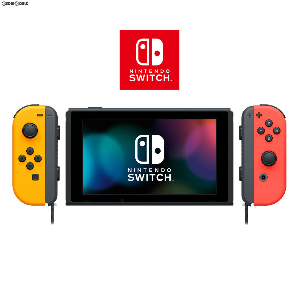 中古即納】[Switch](本体)マイニンテンドーストア限定 Nintendo Switch(有機ELモデル)(ニンテンドースイッチ 有機ELモデル)  カスタマイズ Joy-Con(L) ネオンオレンジ/(R) ネオンレッド Joy-Conストラップ ブラック(HEG-S-KAYAA)