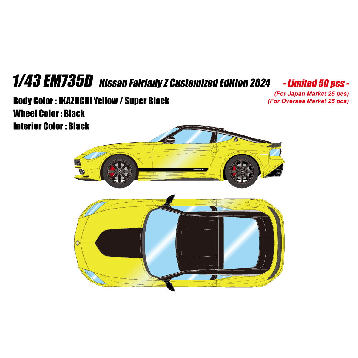 予約安心出荷】[MDL]1/43 Nissan Fairlady Z(フェアレディZ) Customized Edition 2024  イカズチイエロー/スーパーブラック 完成品 ミニカー(EM735D) EIDOLON(アイドロン)