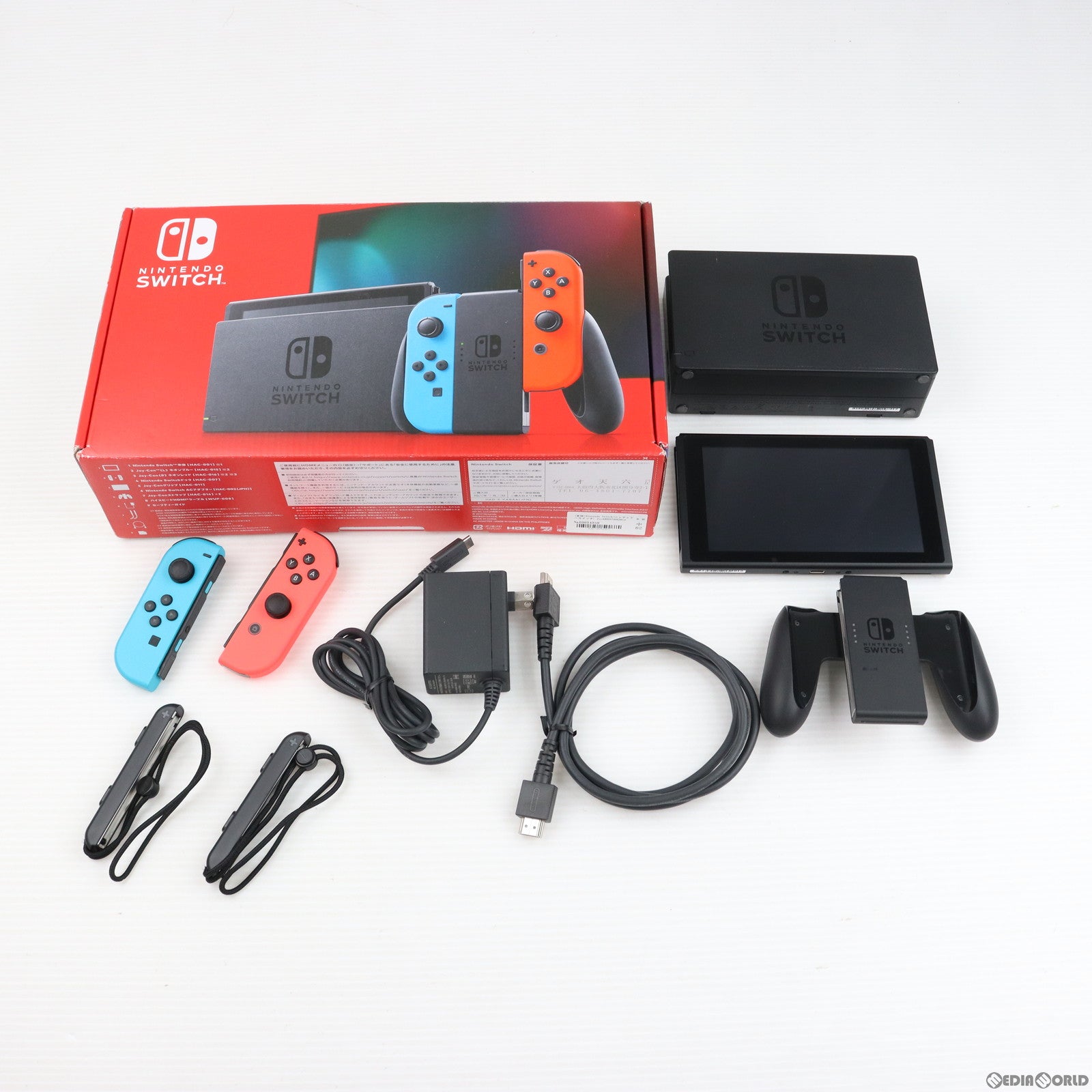 中古即納】[Switch](本体)Nintendo Switch(ニンテンドースイッチ) Joy-Con(L) ネオンブルー/(R) ネオン レッド(HAD-S-KABAA)