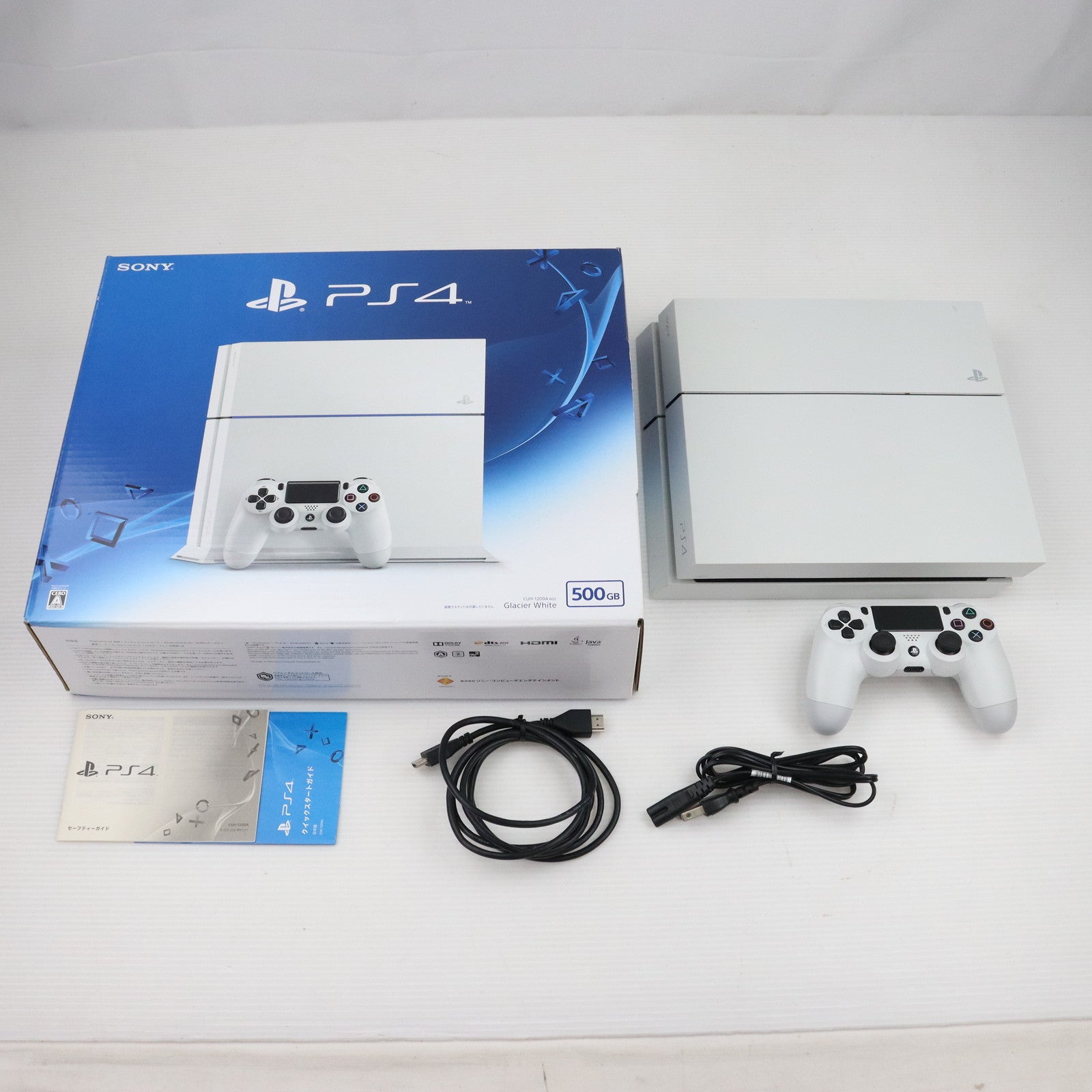 中古即納】[PS4](本体)プレイステーション4 PlayStation4 グレイシャー・ホワイト HDD500GB(CUH-1200AB02)