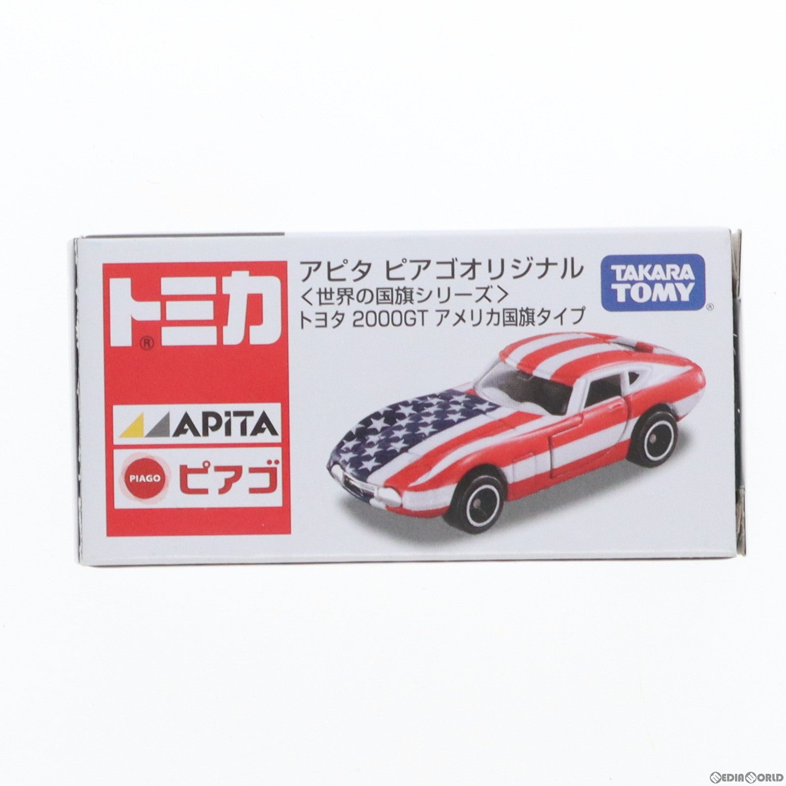 中古即納】[MDL]アピタ・ピアゴ限定 トミカ 世界の国旗シリーズ 1/59 トヨタ 2000GT アメリカ国旗タイプ(レッド×ホワイト×ブルー)  完成品 ミニカー タカラトミー