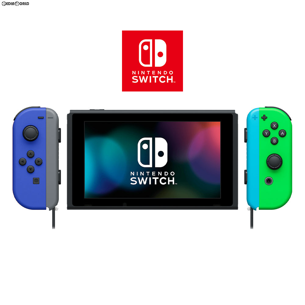 中古即納】[Switch](本体)マイニンテンドーストア限定 Nintendo Switch(ニンテンドースイッチ) カスタマイズ  Joy-Con(L) ブルー/(R) ネオングリーン Joy-Conストラップ グレー/ネオンブルー(HAD-S-KAYAA)