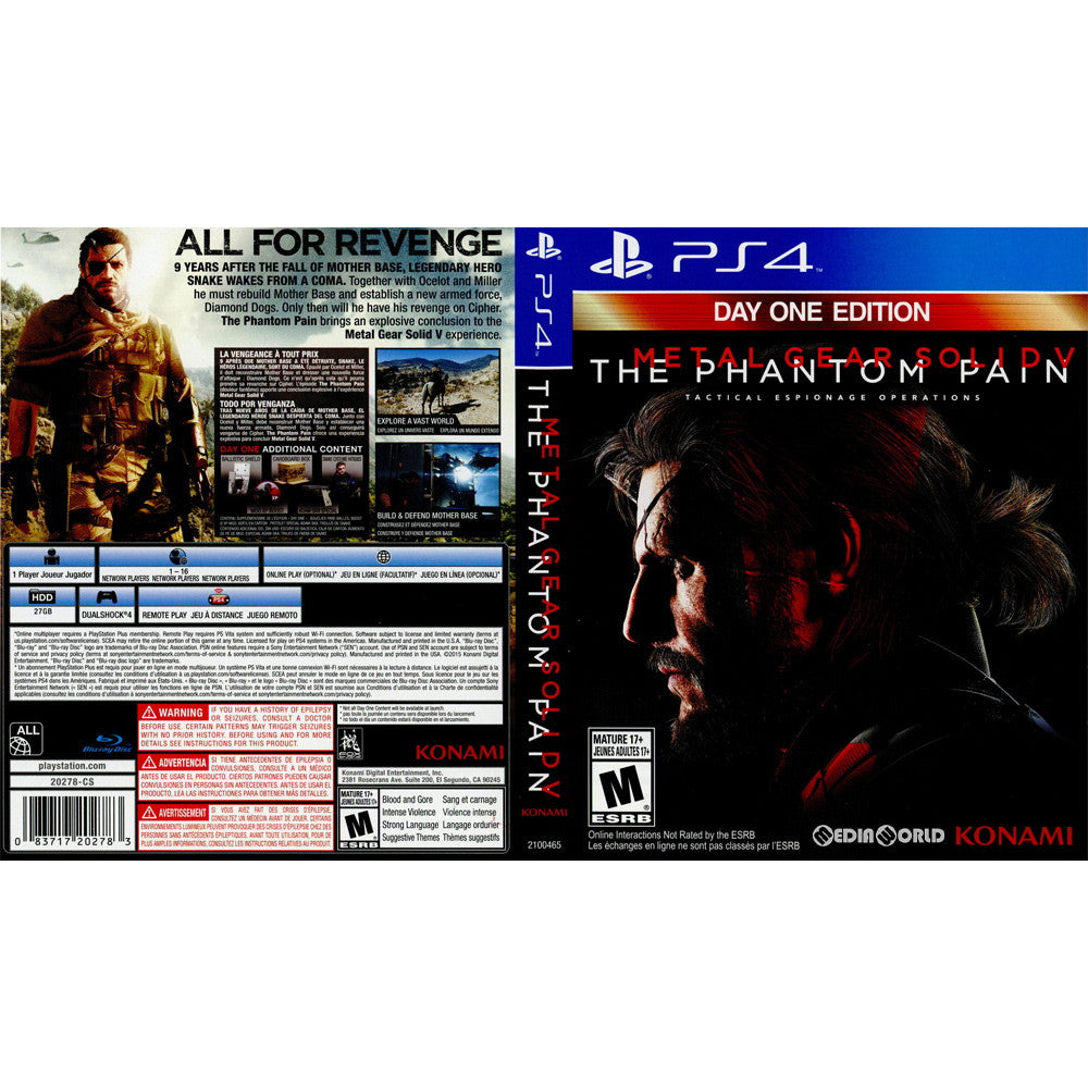 PS4]METAL GEAR SOLID V: The Phantom Pain(メタルギアソリッド5 ファントムペイン) Day One  Edition(北米版)(2100465)