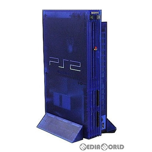 【中古即納】[本体][PS2]プレイステーション2 PlayStation2 オーシャン・ブルー(SCPH-37000L)(縦置きスタンド･DVDリモコン同梱)(20020718)
