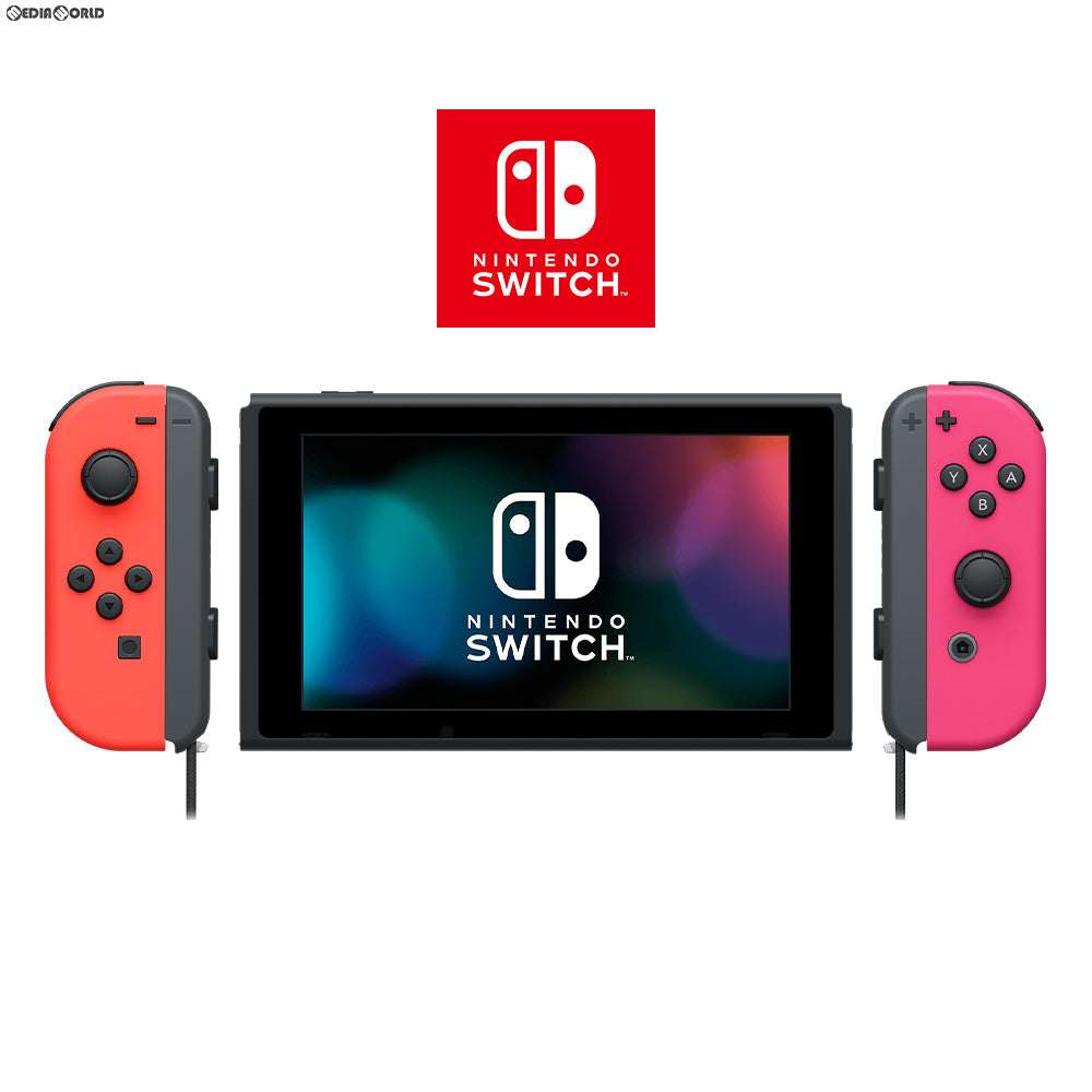 【中古即納】[Switch](本体)マイニンテンドーストア限定 Nintendo Switch(ニンテンドースイッチ 有機ELモデル) カスタマイズ Joy-Con(L) ネオンレッド/(R) ネオンピンク Joy-Conストラップ ブラック/ブラック(HEG-S-KAYAA) 任天堂 (20211008)