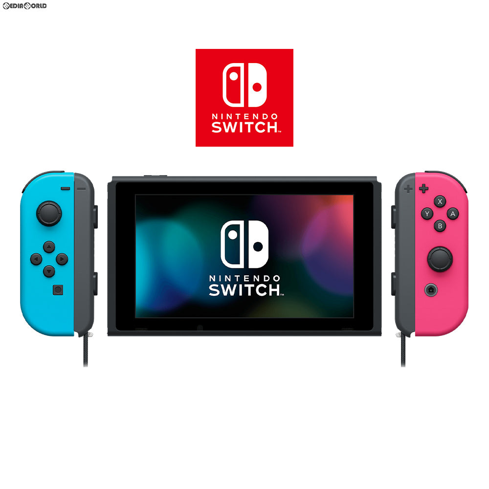 【中古即納】[お得品][B品][Switch] (本体) マイニンテンドーストア限定 (新型)Nintendo Switch(ニンテンドースイッチ) カスタマイズ Joy-Con(L) ネオンブルー/(R) ネオンピンク Joy-Conストラップ ブラック 任天堂(HAC-S-KAYAA)(20190830)