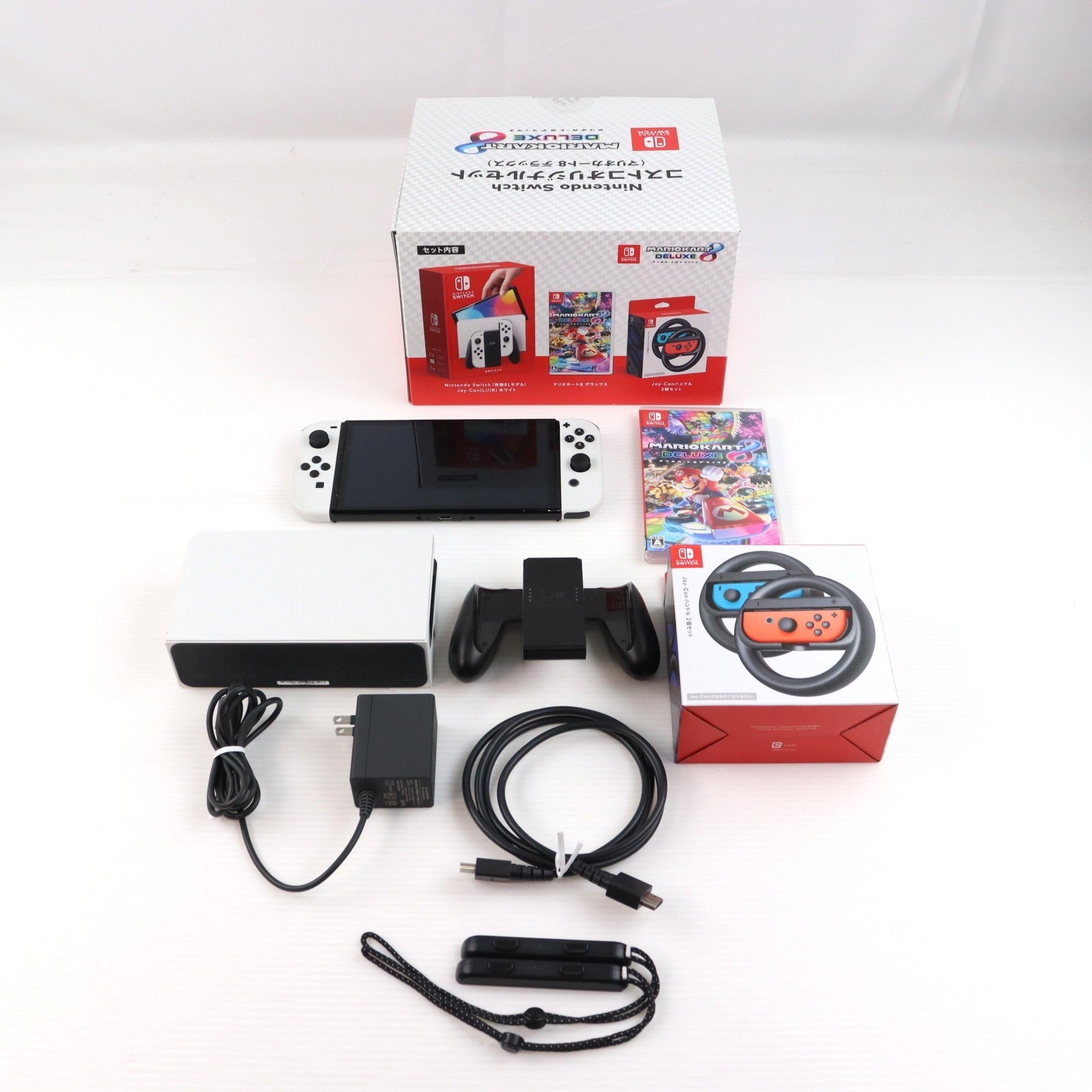 【中古即納】[Switch] (本体) Nintendo Switch(ニンテンドースイッチ) 有機ELモデル コストコオリジナルセット マリオカート8 デラックス Joy-Con(L)/(R) ホワイト 任天堂(HEG-S-KAAAA)(20230831)