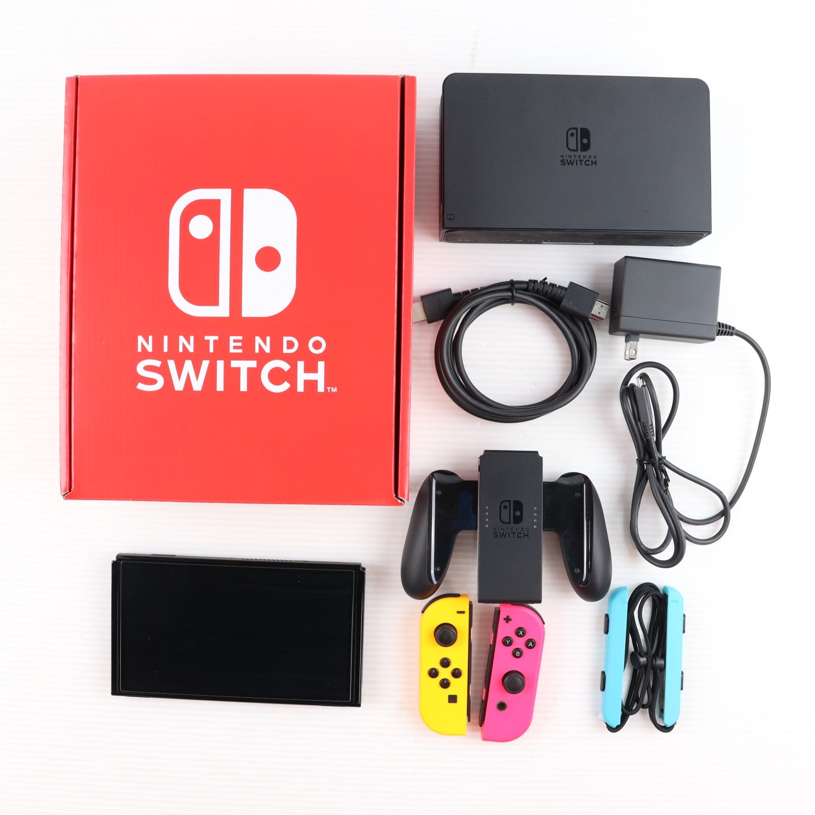 【中古即納】[Switch] (本体) マイニンテンドーストア限定 Nintendo Switch(ニンテンドースイッチ) 有機ELモデル カスタマイズ Joy-Con(L) ネオンオレンジ/(R) ネオンピンク Joy-Conストラップ ネオンブルー 任天堂(HEG-S-KAYAA)(20211008)
