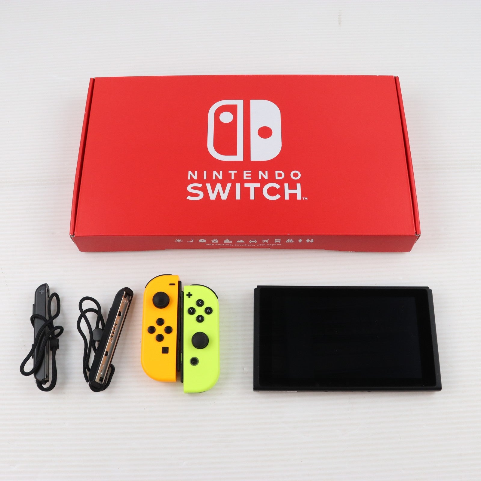 【中古即納】[Switch] (本体) マイニンテンドーストア限定 Nintendo Switch(ニンテンドースイッチ) 2台目用セット カスタマイズ Joy-Con(L) ネオンオレンジ/(R) ネオンイエロー Joy-Conストラップ ブラック 任天堂(HAD-S-KAYAD)(20190830)