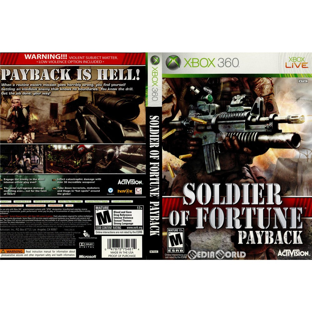 【中古即納】[お得品][表紙説明書なし][Xbox360]SOLDIER OF FORTUNE PAYBACK(ソルジャー オブ フォーチューン ペイバック)(北米版)(20071114)