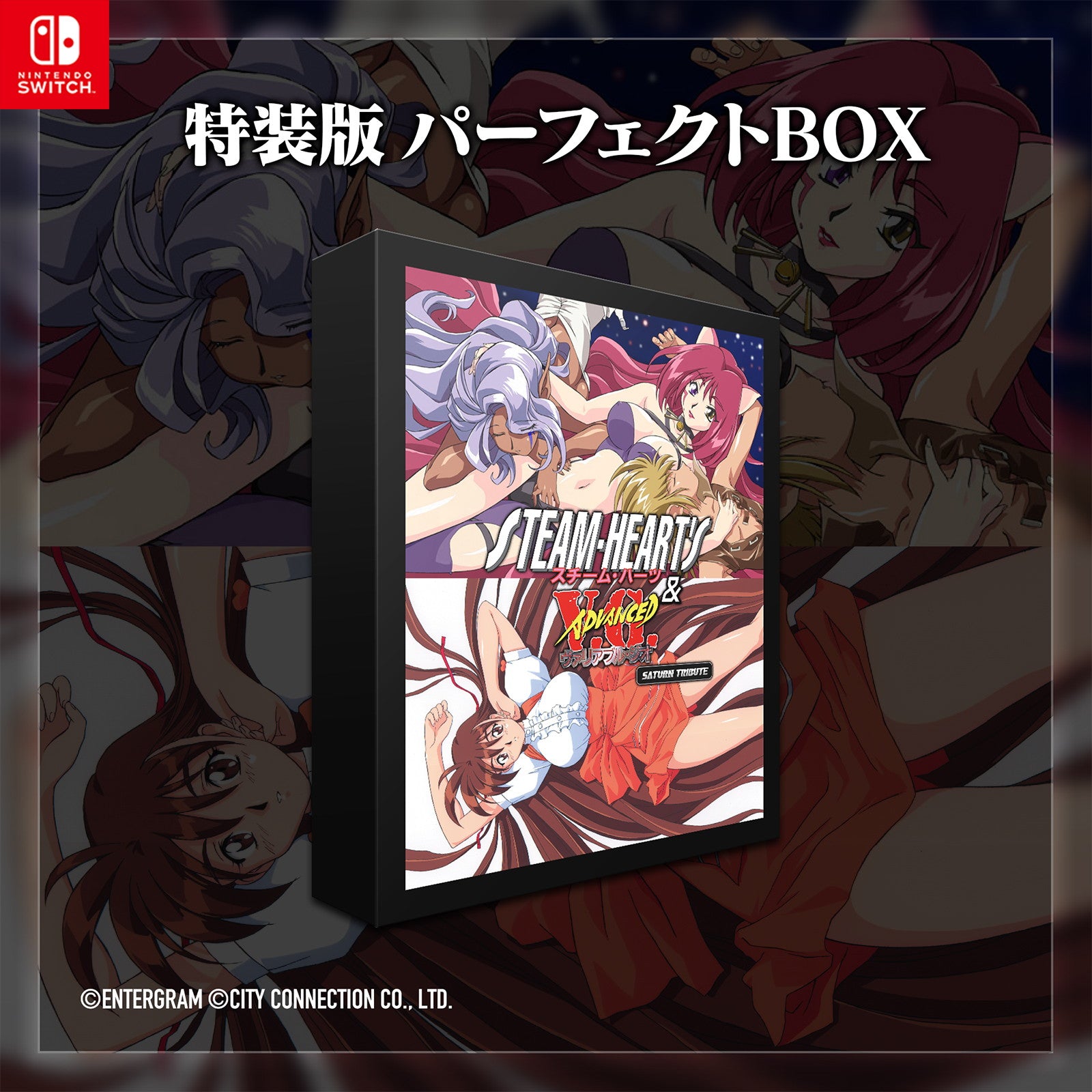 【予約前日出荷】[Switch] 予約特典付(技表リーフレット) スチーム・ハーツ&アドヴァンスト ヴァリアブル・ジオ サターントリビュート 特装版 パーフェクトBOX(限定版) シティコネクション(20250529)