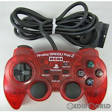 【中古即納】[ACC][PS2] プレイステーション2用 アナログ振動パッド2 クリアレッド ソニーライセンス商品 HORI(HP2-27)(20020725)