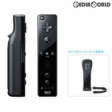 【中古即納】[お得品][表紙説明書なし][ACC][Wii] Wiiリモコンジャケット・専用ストラップ付き Wiiリモコン(Wii Remote) クロ 任天堂(RVL-A-CJK)(20090801)