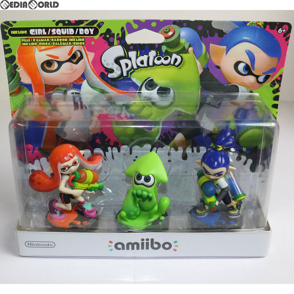 【中古即納】[お得品][表紙説明書なし][ACC][Switch] Splatoon 3-pack amiibo(アミーボ トリプルセット[ガール/イカ/ボーイ](スプラトゥーンシリーズ)(北米版) Nintendo(NVL-E-AE3A-USZ)(20150528)