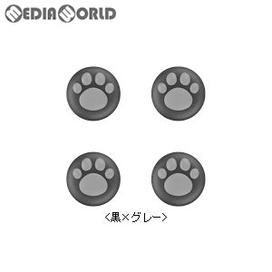 【新品】【お取り寄せ】[ACC][PS4] CYBER・アナログスティックカバー ねこにゃん(PS4用) 黒×グレー サイバーガジェット(CY-P4ASCN-BKG)(20181130)