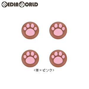 【新品】【お取り寄せ】[ACC][PS4] CYBER・アナログスティックカバー ねこにゃん(PS4用) 茶×ピンク サイバーガジェット(CY-P4ASCN-BRP)(20181130)