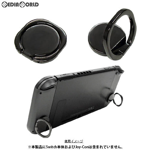 【新品】【お取り寄せ】[ACC][Switch] CYBER・リングホルダー 2個セット(SWITCH Joy-Con用)(スイッチジョイコン用) ブラック サイバーガジェット(CY-NSRGH-BK)(20190130)