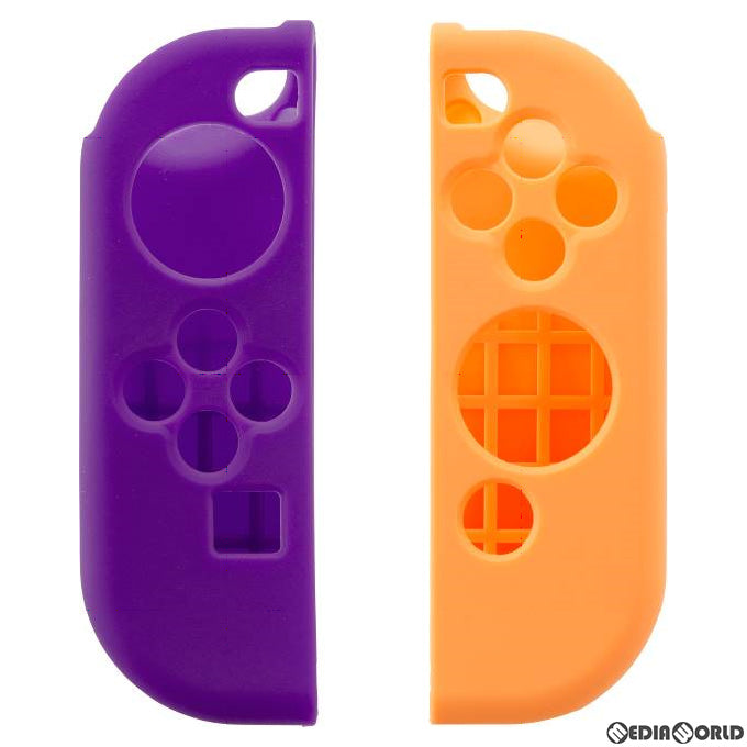 【新品】【お取り寄せ】[ACC][Switch] CYBER・シリコングリップカバー セット(SWITCH Joy-Con用)(スイッチジョイコン用) パープル×オレンジ サイバーガジェット(CY-NSJCGC-PO)(20200531)