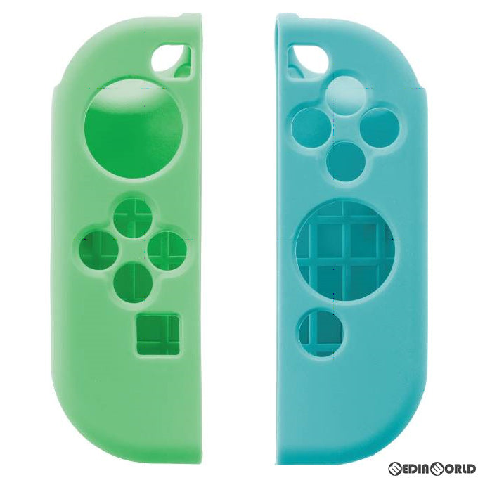 【新品】【お取り寄せ】[ACC][Switch] CYBER・シリコングリップカバー セット(SWITCH Joy-Con用)(スイッチジョイコン用) ライトグリーン×ライトブルー サイバーガジェット(CY-NSJCGC-LGB)(20200531)