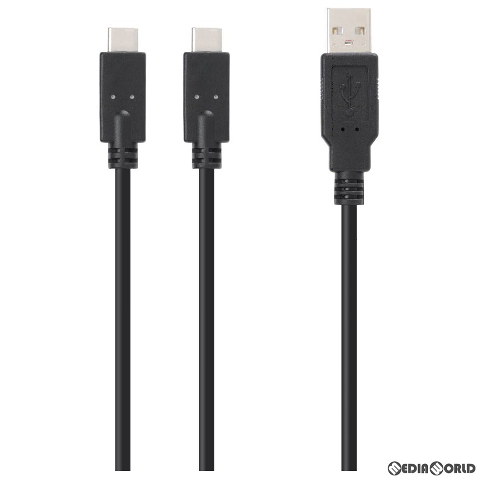 【新品】【お取り寄せ】[ACC][Switch] CYBER・2股USB充電ストレートケーブル(SWITCH/SWITCH Lite用)(スイッチ/スイッチライト用) サイバーガジェット(CY-NSUCDCA-BK)(20210131)