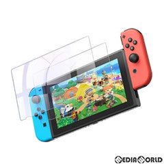 【新品】【お取り寄せ】[ACC][Switch] Nintendo Switch用(ニンテンドースイッチ用) 液晶保護ガラスフィルム 抗菌・防指紋(2枚入) YOSH(GS102)(20201231)