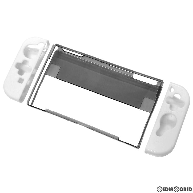 【新品】【お取り寄せ】[ACC][Switch] CYBER・プレミアムプロテクトカバー セパレート(SWITCH 有機EL用/スイッチ有機EL用) クリアブラック×ホワイト サイバーガジェット(CY-NSOPRPCS-WH)(20211231)