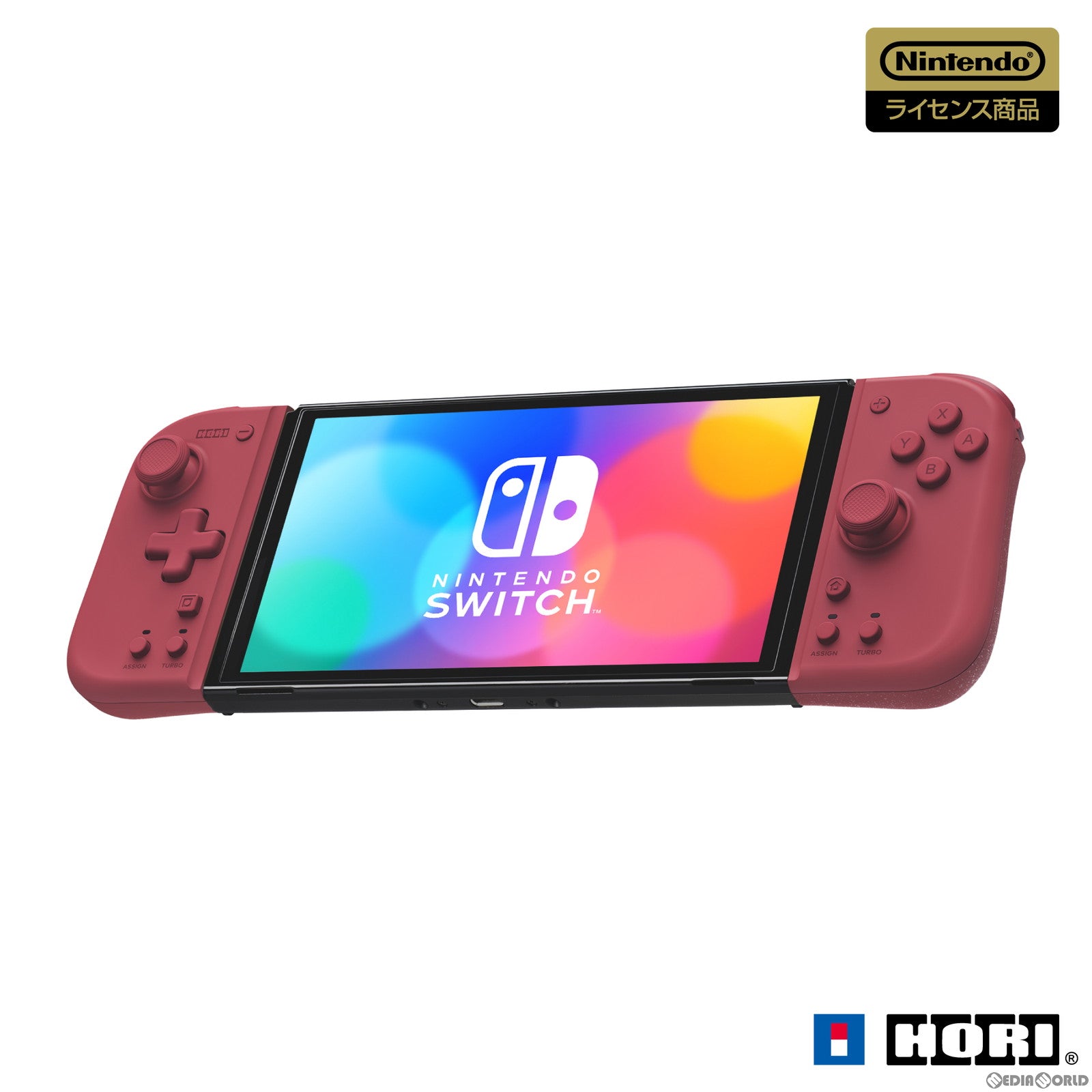 【中古即納】[ACC][Switch] グリップコントローラー FIT for Nintendo Switch(フィット for ニンテンドースイッチ) アプリコットレッド 任天堂ライセンス商品 HORI(NSW-398)(20220908)