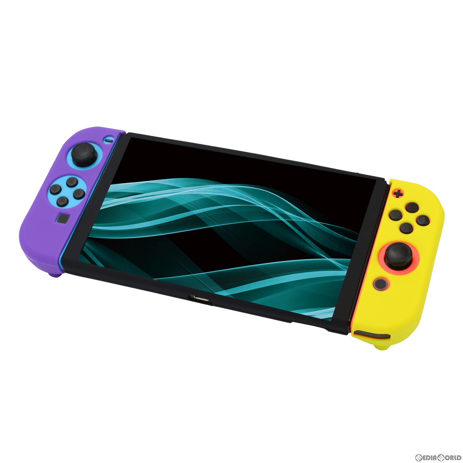 【中古即納】[ACC][Switch] シリコングリップSW イエロー×パープル ゲームテック(SWF2444)(20220910)