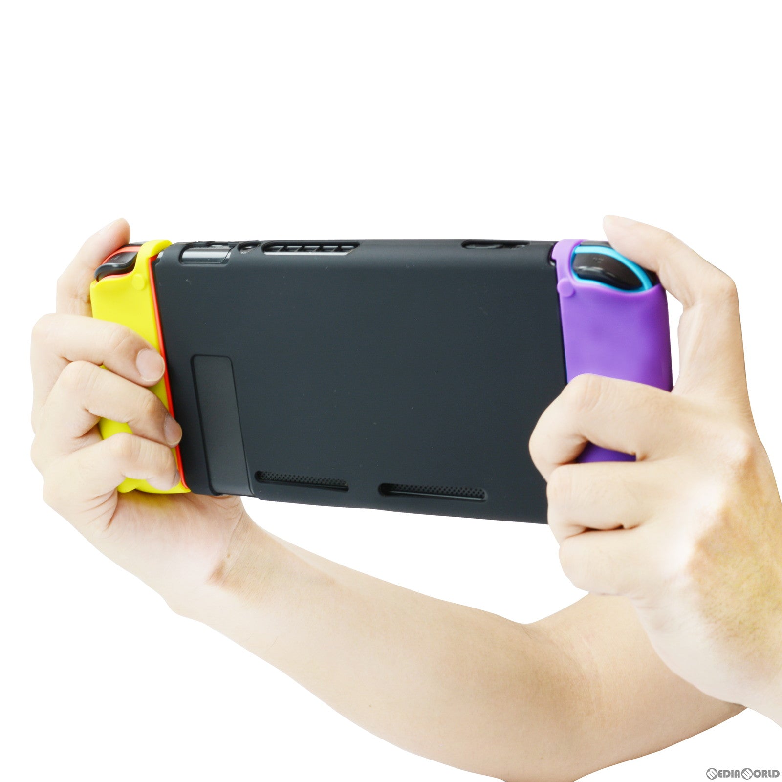 【中古即納】[ACC][Switch] シリコングリップSW イエロー×パープル ゲームテック(SWF2444)(20220910)