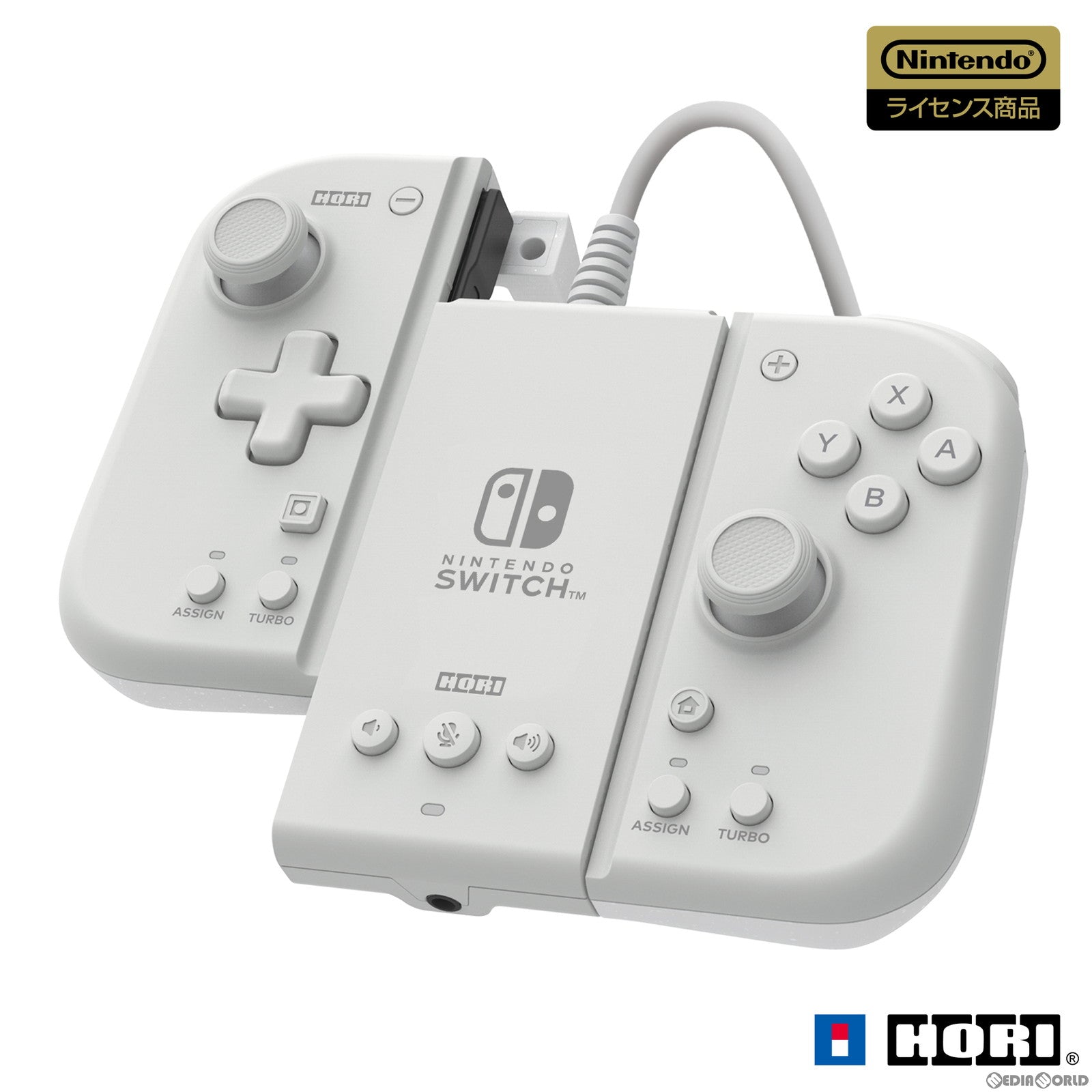 【中古即納】[ACC][Switch] グリップコントローラーFit アタッチメントセット for Nintendo Switch(ニンテンドースイッチ)/PC ミルキーホワイト 任天堂ライセンス商品 HORI(NSW-467(20230930)