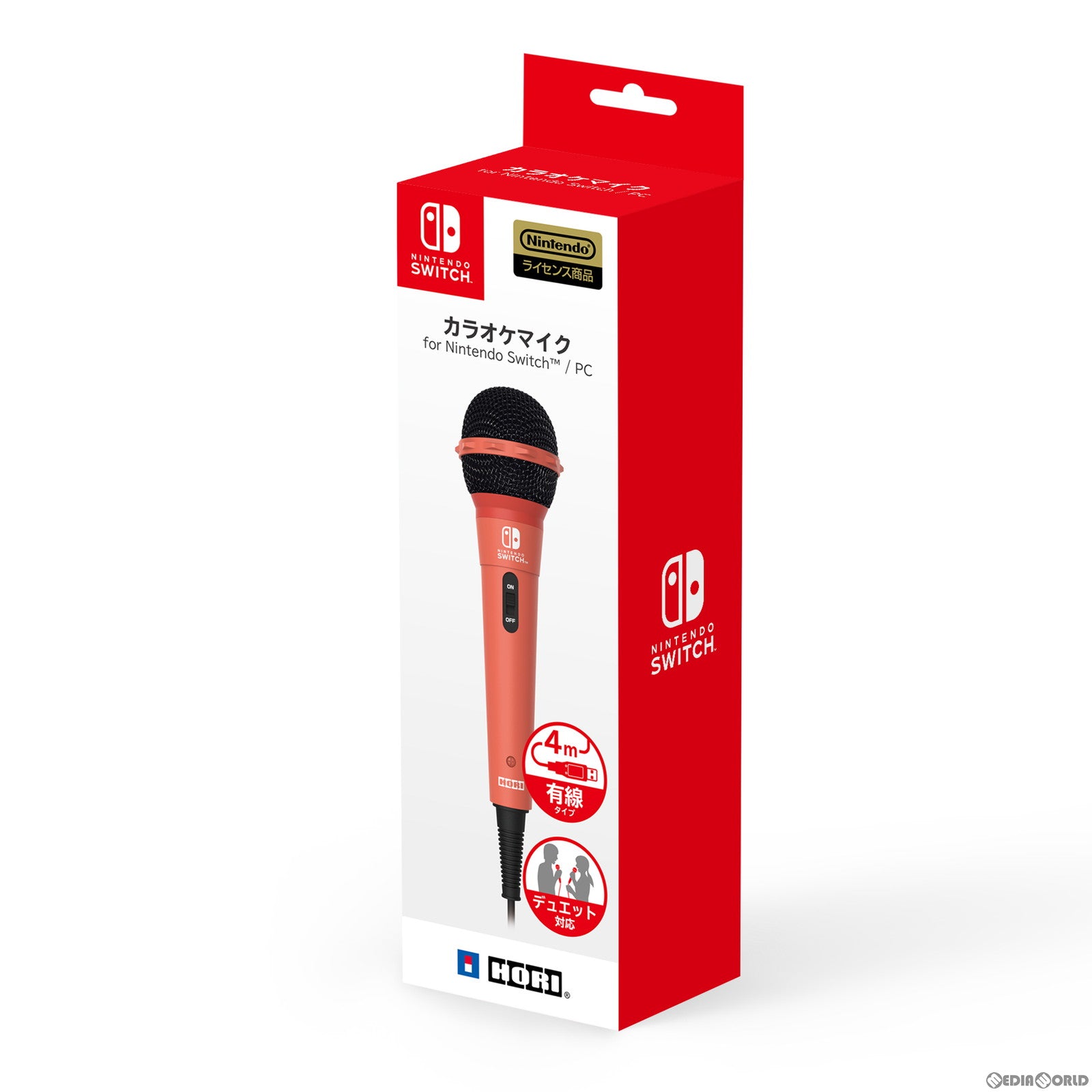 【新品即納】[ACC][Switch] カラオケマイク for Nintendo Switch(ニンテンドースイッチ) /PC レッド 任天堂ライセンス商品 HORI(NSW-448) (20231005)