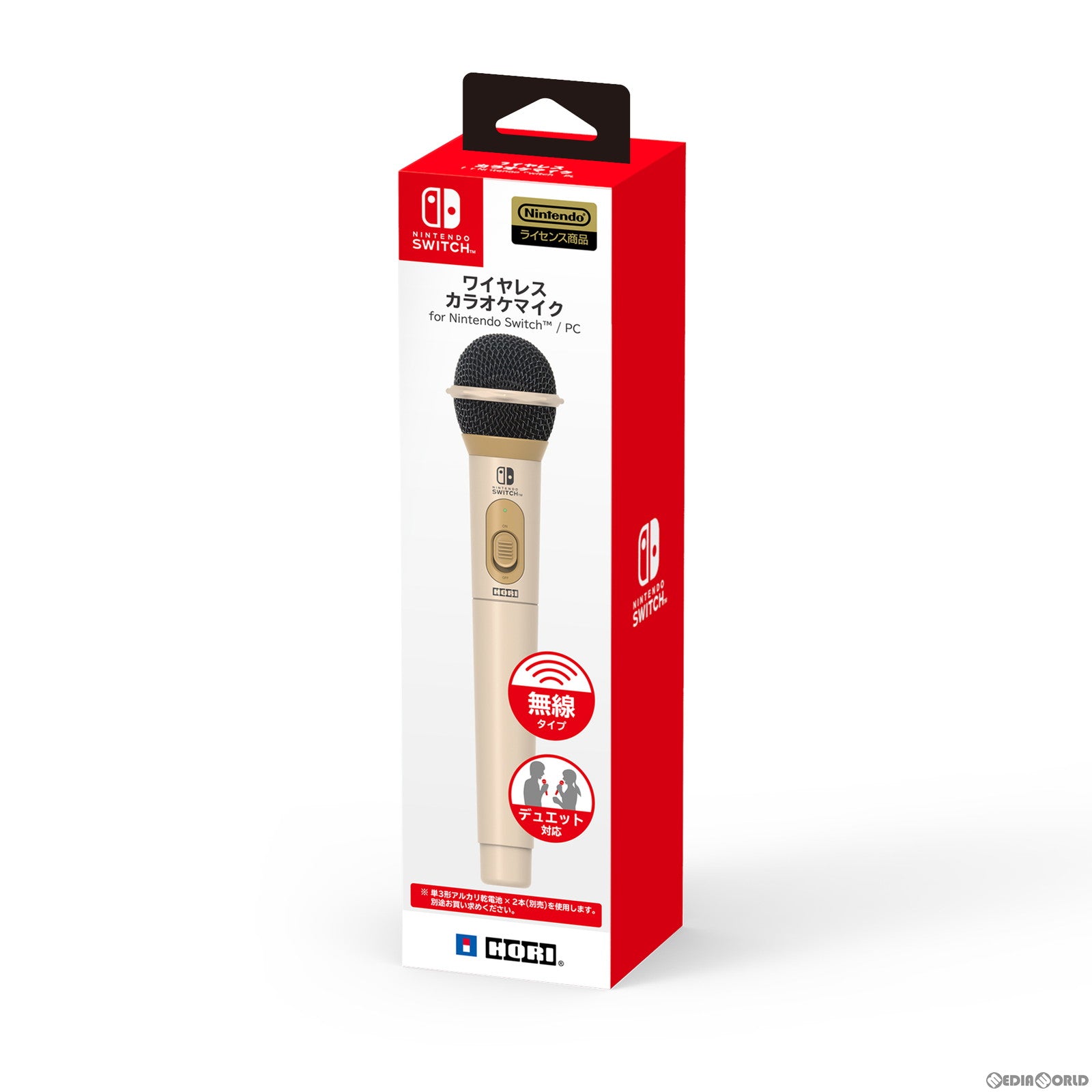 【新品即納】[ACC][Switch] ワイヤレスカラオケマイク for Nintendo Switch(ニンテンドースイッチ) /PC ベージュ 任天堂ライセンス商品 HORI(NSW-450) (20231005)