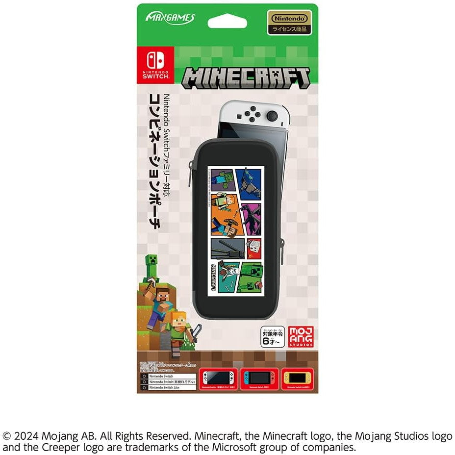 【新品即納】[ACC][Switch] Nintendo Switch(ニンテンドースイッチ)ファミリー対応コンビネーションポーチ マインクラフト コミックデザイン 任天堂ライセンス商品 マックスゲームズ(HEGP-09MCCD)(20241129)