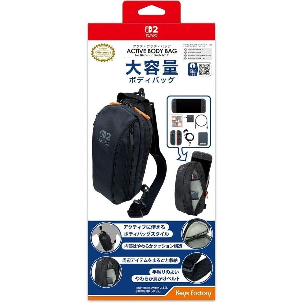 【新品】【お取り寄せ】[ACC][Switch2] アクティブボディバッグ for Nintendo Switch 2(ニンテンドースイッチ2) ブラック 任天堂ライセンス商品 キーズファクトリー(WAB-001-1)(20250605)