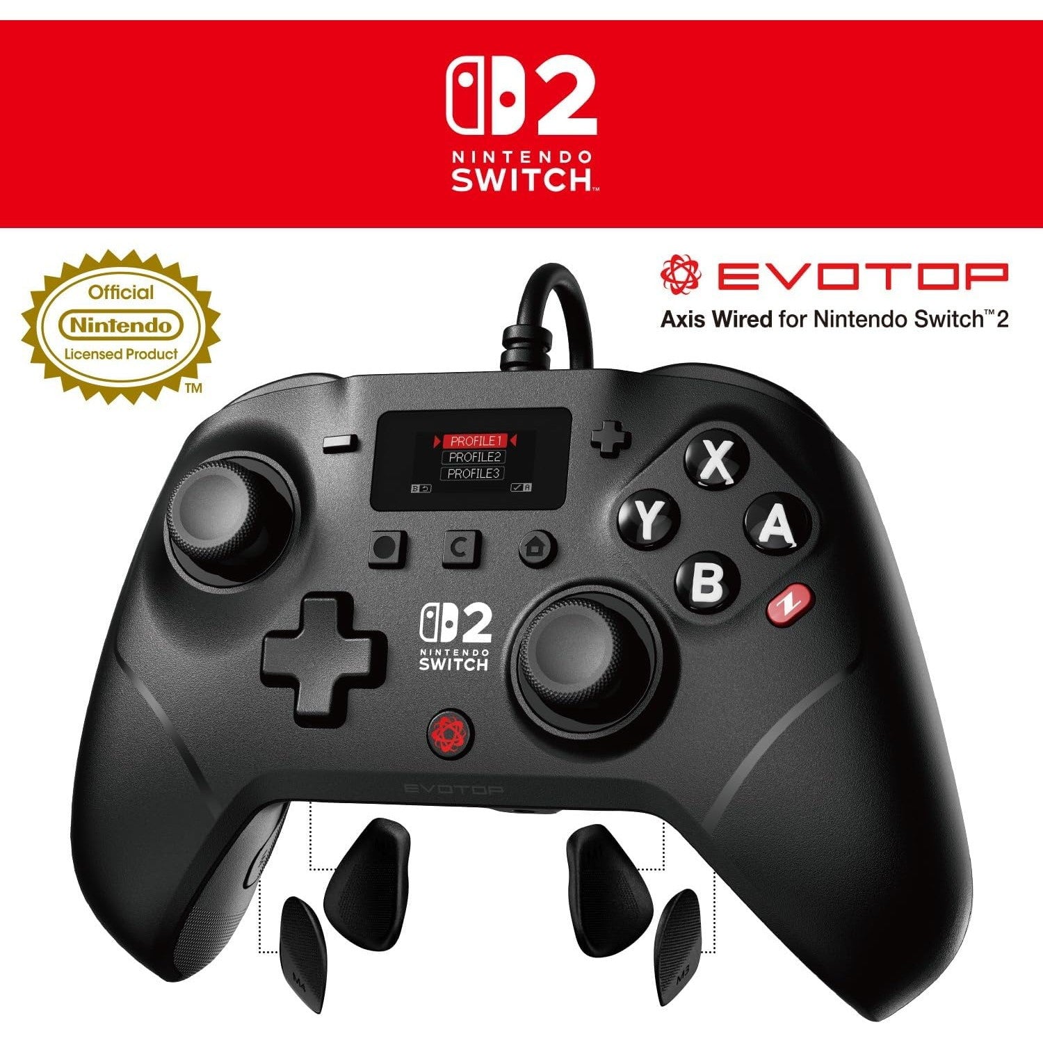 【予約前日出荷】[ACC][Switch2] EVOTOP Axis Wired for Nintendo Switch 2(エヴォトップ アクシス ワイヤード フォー ニンテンドースイッチ2) 任天堂ライセンス商品 瑞起(ZKNS-024)(20261112)