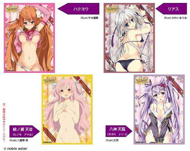【新品】[TCG] ノーブルアスター キャラクタースリーブ セクシーVer. 4種アソートセット(「ハクヨウ」「リアス」「緋ノ瀬天音」「八神天狐」) サーファーズパラダイス(20140628)