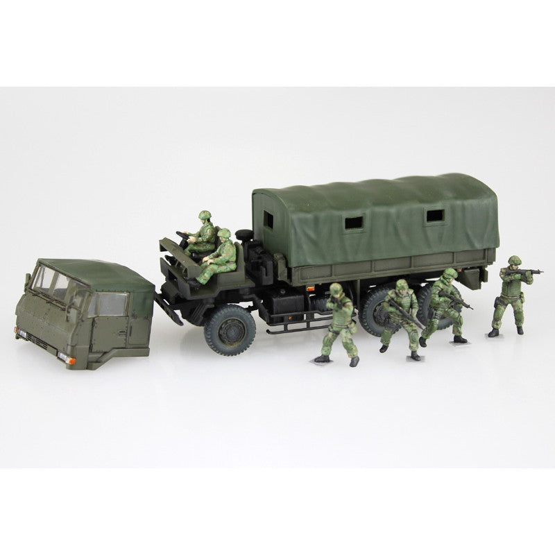 【新品】【お取り寄せ】[PTM] 1/72 ミリタリーモデルキットNo.11 陸上自衛隊 3 1/2t トラック装甲強化型(隊員6体セット) プラモデル アオシマ(20150801)