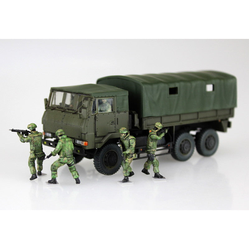 【新品】【お取り寄せ】[PTM] 1/72 ミリタリーモデルキットNo.11 陸上自衛隊 3 1/2t トラック装甲強化型(隊員6体セット) プラモデル アオシマ(20150801)
