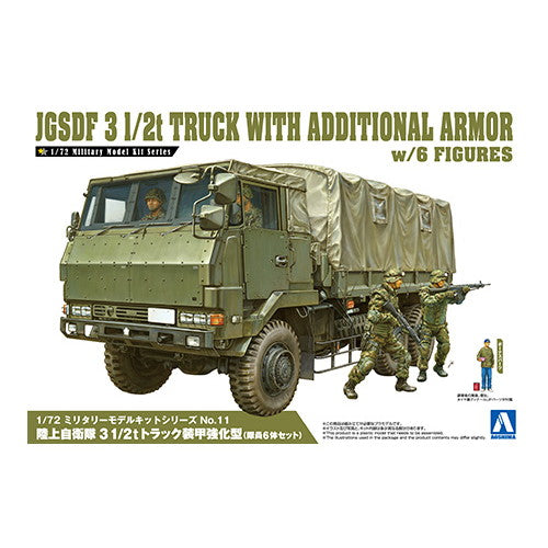 【新品】【お取り寄せ】[PTM] 1/72 ミリタリーモデルキットNo.11 陸上自衛隊 3 1/2t トラック装甲強化型(隊員6体セット) プラモデル アオシマ(20150801)