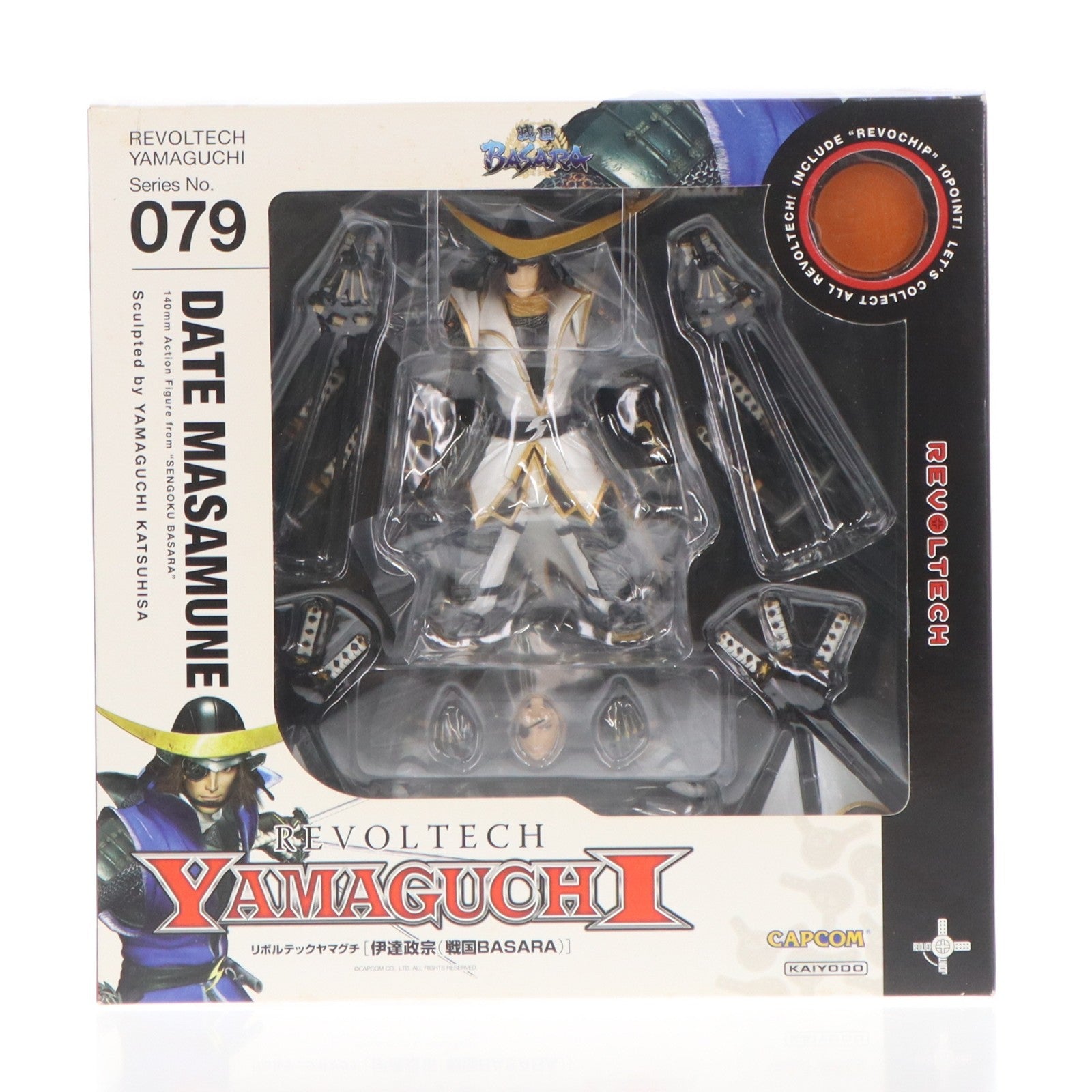 【中古即納】[FIG] リボルテックパワーショップ限定 リボルテックヤマグチ No.079-EX 伊達政宗(だてまさむね) 白装束版 戦国BASARA(バサラ) 完成品 可動フィギュア 海洋堂(20100115)