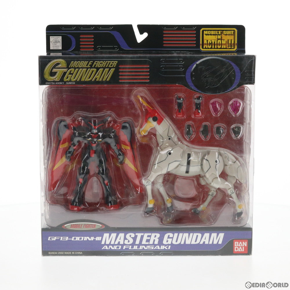 【中古即納】[FIG] MS IN ACTION!!(モビルスーツ・イン・アクション) GF13-001NHII マスターガンダム&風雲再起 機動武闘伝Gガンダム 完成品 可動フィギュア バンダイ(20020930)