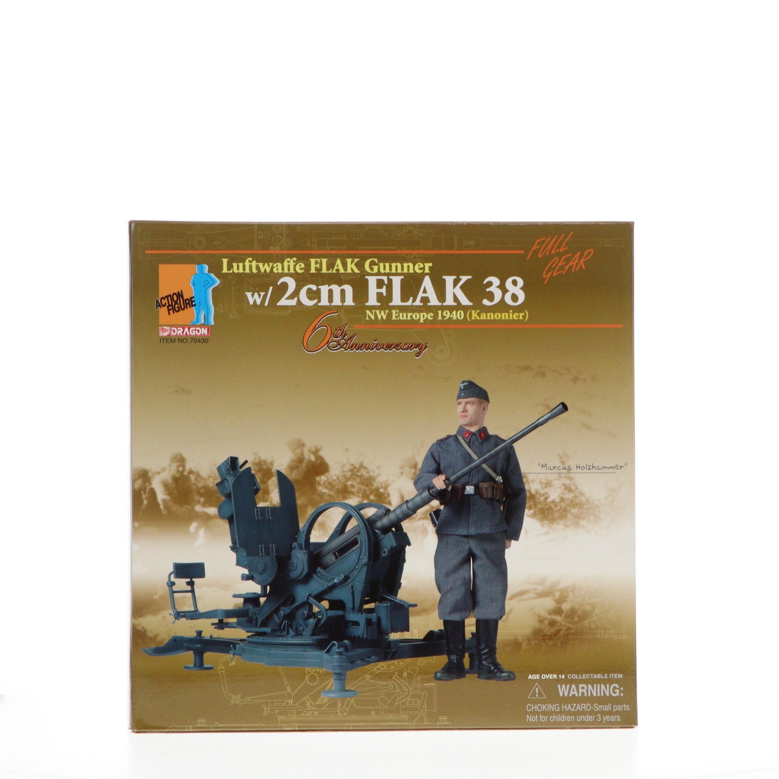 【中古即納】[FIG] ドイツ空軍 対空機関砲手 『マルクス ホルツハマー』&2cm対空機関砲 北西ヨーロッパ 1940 6周年記念版 1/6 アクション フィギュア(70430) ドラゴン(DRAGON)(19991231)