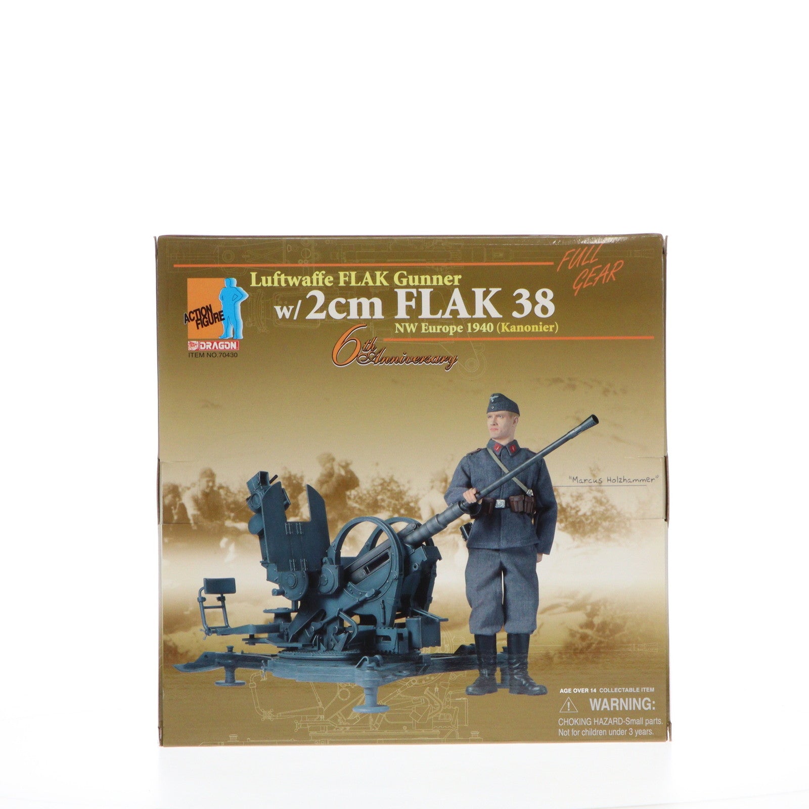【中古即納】[FIG] ドイツ空軍 対空機関砲手 『マルクス ホルツハマー』&2cm対空機関砲 北西ヨーロッパ 1940 6周年記念版 1/6 アクション フィギュア(70430) ドラゴン(DRAGON)(19991231)