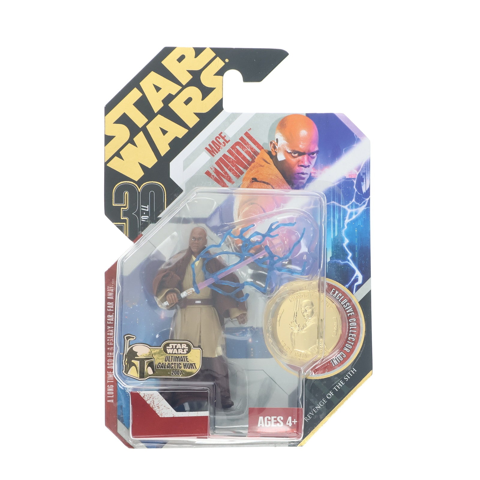 【中古即納】[FIG] スター・ウォーズ 30周年記念 ベーシックフィギュア No.06 メイス・ウィンドゥ(コイン付) STAR WARS エピソード3/シスの復讐 完成品 可動フィギュア(87238) ハズブロ(19991231)