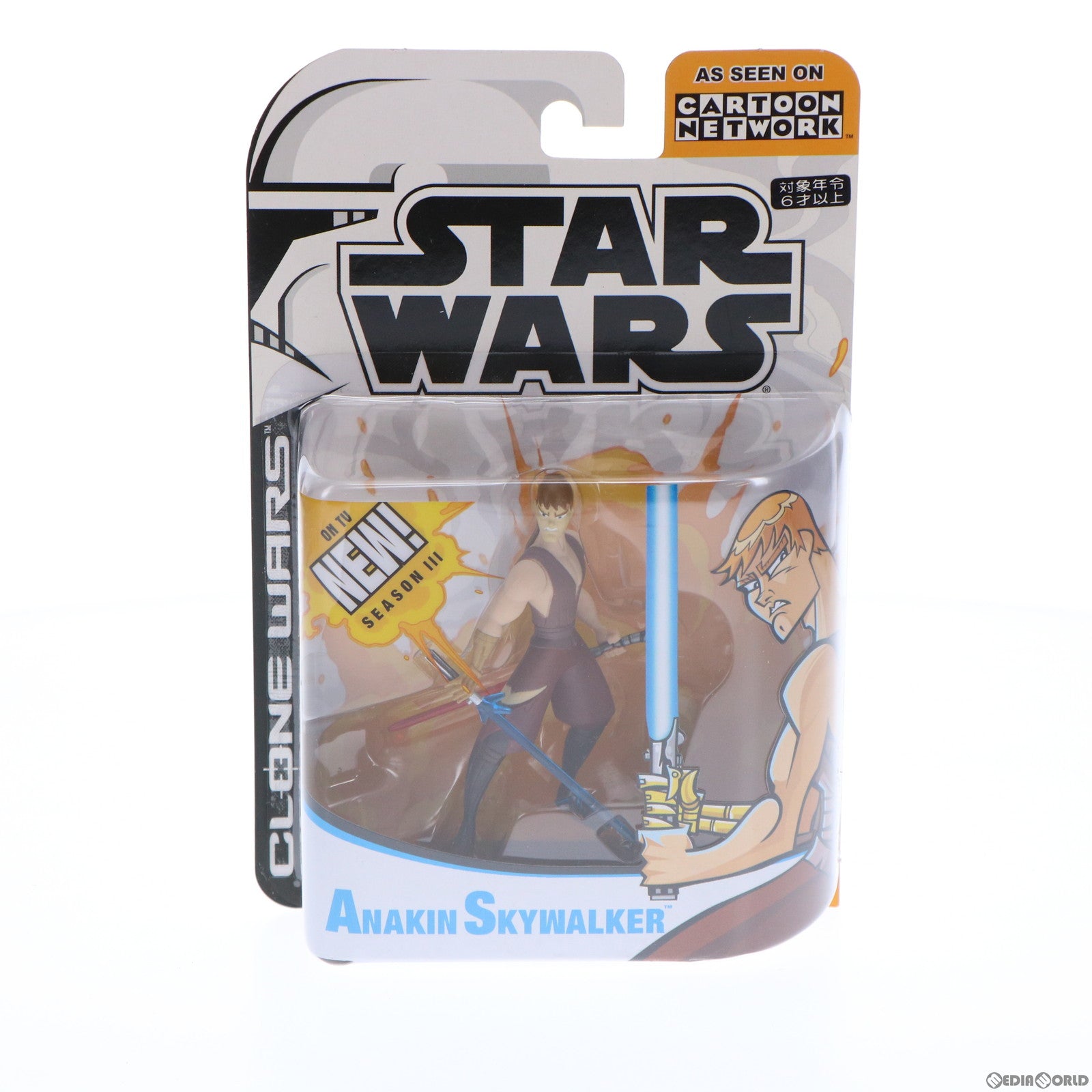 【中古即納】[FIG] スター・ウォーズ アニメイテッドフィギュア アナキン・スカイウォーカー NEWバージョン STAR WARS クローン・ウォーズ 完成品 可動フィギュア(85470) トミーダイレクト/ハズブロ(20090831)